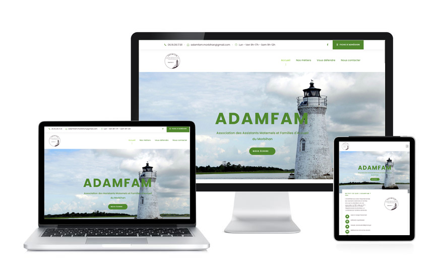 Site vitrine Wordpress de l'ADAMFAM réalisé par Jane Web