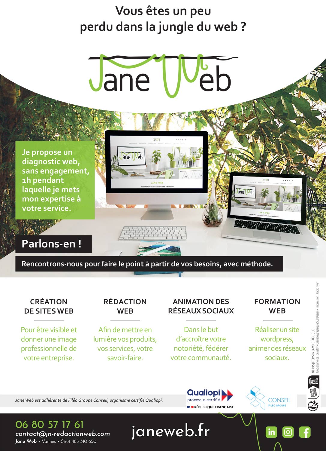 Plaquette de présentation des services professionnels Jane Web